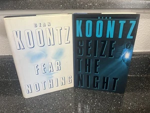 Dean Koontz SIGNED Chris Snow LOT 1st-1st HC/DJ Fear Nothing ~ Seize The Night - Picture 1 of 11