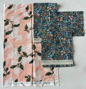 Rifle Paper Co. Meadow Collection fabric pieces Hydrangea Blush & Meadow Blue - Picture 1 of 9