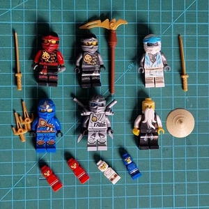 LEGO NINJAGO minifigure bundle: Wu, Kai, Jay, Cole, 2x Zane + microfigures - Picture 1 of 9
