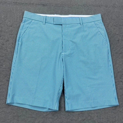 Pantalones Cortos G/Fore Para Hombres 34 Azul Seersucker Rayas Rendimiento Elastizados Golf G4MS21B07 Foto 1 de 4