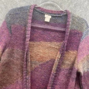 Chicos 1 Wool Blend Long Cardigan Sweater Womens M Blue Purple Orange Ombre - Picture 1 of 7