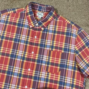 Camisa de manga corta a cuadros multicolor J Crew para hombre Indian Madras talla XL - Imagen 1 de 5