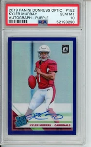 2019 Donruss Optic #152 Kyler Murray Rated Rookies Auto Purple /35 PSA 10 - Picture 1 of 2