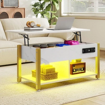 Wooden Coffee Table With Storage Lift Top Up Drawer Shelf Living Room Furnitur - Image 1 of 4