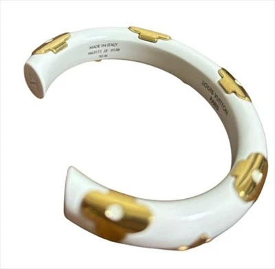Louis Vuitton Cuff Bangle Bracelet White Gold Monogram Flower Inner Cir.: 5.7" - Image 1 of 4
