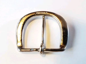 Vintage "massives Messing" Pferdegeschirr Gurtschnalle gemarkt silberfarben Metall 2,5x2" - Bild 1 von 7