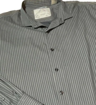 Bruno Shirt Men's XL Button Up Long Sleeve Grey/ Black Striped Stretch Casual - Image 1 of 4