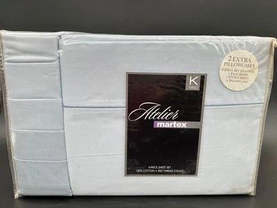 Atelier Martex sólido 500 fios contagem 100% algodão 6 peças. Conjunto de lençóis, King - Imagem 1 de 4