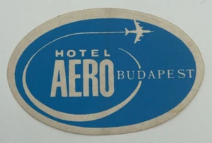 Etiqueta/pegatina de equipaje original rara vintage Hotel Aero Budapest Airline - Imagen 1 de 2