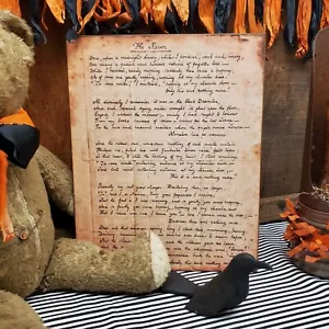 NUOVA INSERZIONE PRIMITIVO STILE VINTAGE HALLOWEEN HA SCRITTO A MANO IL CORVO POEMA SEGNO POEMA - Foto 1 di 9