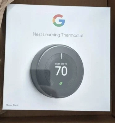 Google Nest 3rd Generation Programmable WiFi Thermostat - Mirror Black T3018US - Image 1 of 4