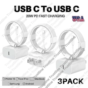 3 Pack New Fast Charger USB C To Type C Cable For iPhone 15 Pro Max Samsung iPad - Picture 1 of 18