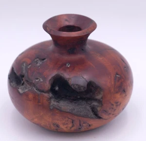 Vintage Mid Century Wurzelholz gedrechselt Vase Schale Skulptur MCM signiert AC - Bild 1 von 10