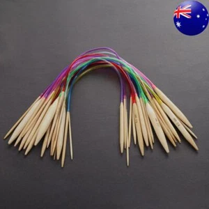 18 Pairs Colorful Crochet Needles Weaving Tools Kits Bamboo 18 Sizes for Knit - Picture 1 of 5