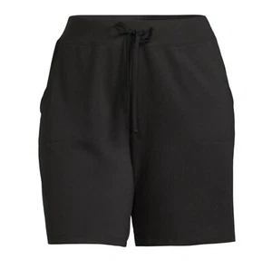 athletic women plus french terry cloth bermuda shorts size 2x (20w-22W) blak - Picture 1 of 4