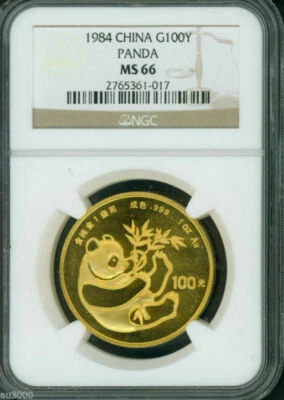 1984 GOLD Chinese PANDA COIN NGC MS66 1 Oz. 100Y CHINA 100-Y Yn Yuan G100Y Toned - Image 1 of 3