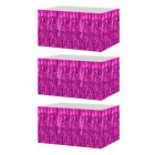 3 Pack Foil Fringe Backdrop Curtains 3.3x8.2 Feet Bling Rose Red Streamers