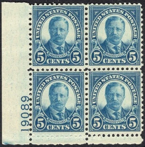 #637 XF MNH OG-5¢ ROOSEVELT PLATE BLOCK-LL Position (REM #637-pbC) - Picture 1 of 2
