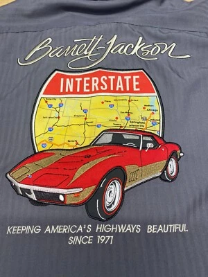 Barrett Jackson Men's 3XL Gray Auto Route 66 Button Up Shirt Cars Mechanic - Image 1 of 4