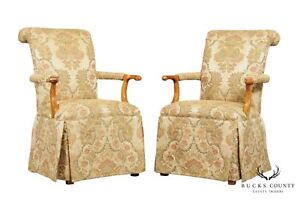 Quality Pair Custom Upholstered Host Armchairs