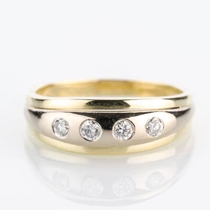 Ladies ring (14k gold) with diamonds - Picture 1 of 5