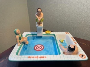 Vintage Lotus Pool Scene Chip And Dip Server Ceramic 1995 Complete - Picture 1 of 6