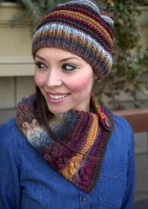 Scarf and Hat Set Knitted Pattern 2876 by Plymouth Yarns - Picture 1 of 1