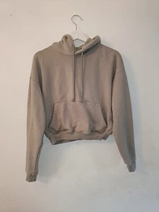 Arne Stone Grey Cotton Ladies Hoodie Hooded Oversize Crop Gym Sweatshirt 8 - Picture 1 of 16