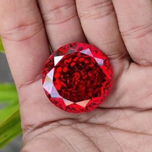 AAA+ Cuttting 198 Ct Certified Red Zircon Loose Gemstone Round Shape Heated - Picture 1 of 10