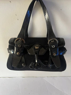 $325 STUART WEITZMAN TASSLE PATENT NEORENE SMALL TOP HANDLE SATCHEL - Image 1 of 4