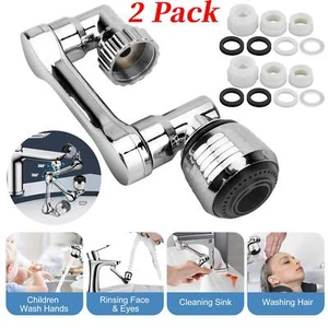 2Pack Universal 1080° Swivel Extension Faucet Aerator Rotate Robotic Arm Kitchen - Picture 1 of 8