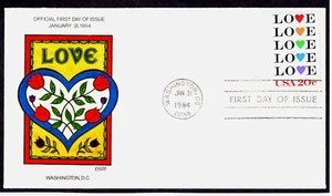 Scott 2072 FDC Love Hearts Roses Flowers Stamp Collins Hand Painted Cachet - Picture 1 of 2