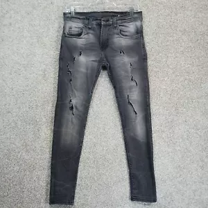 Dockers Jeans Mens Size 30 Black Denim Acid Wash Stretch Slim Fit Ripped Metal - Picture 1 of 11