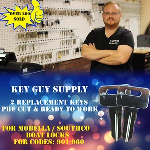 901-960. Schlüsselpaar für Mobella/Southco Schlösser, zugeschnitten nach Code lizenzierter Schlosser - Bild 1 von 6