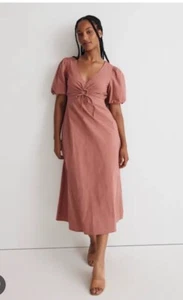 Vestido midi para mujer MADEWELL popelina recorte óxido manga abullonada NM454 - NUEVO CON ETIQUETAS $128 - 4 - Imagen 1 de 5