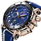 LIGE Men Watch Military Leather Wristwatch Boys Sport Chronograph Watches Gifts