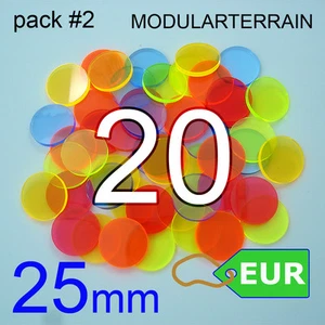 20x 25mm Round Base 3mm Color Fluor Acrylic Socle War Hammer 40k Infinity AOS - Foto 1 di 7