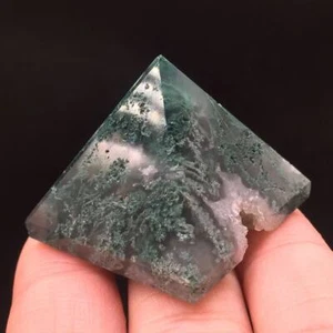Geoda de cristal druzy de ágata de musgo natural tallada pirámide curación decoración Reiki 1 pieza - Imagen 1 de 23