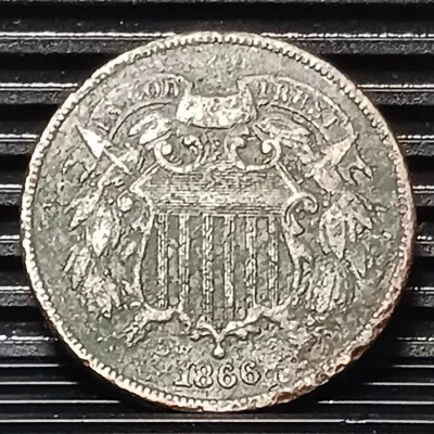 1866 Union Shield 2 Cents Coin 158 Year Old Coin $Fast Shipping #BE373 - Image 1 of 4