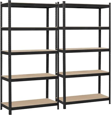 2pcs Set 5 Shelf Metal Rack Garage Shelving Storage 12"W x 30"L x 60"H - Image 1 of 4