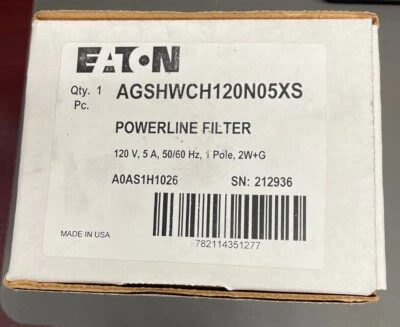BRAND NEW EATON AGSHWCH120N05XS AEGIS POWERLINE FILTER 120VAC 5A - Image 1 of 2