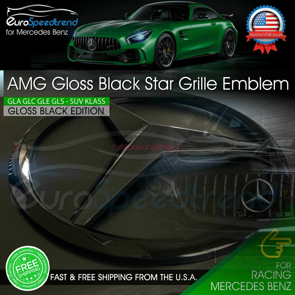 Cubierta insignia AMG negro brillante emblema delantero estrella Mercedes Sport GLC GLA GLE GLS SUV Foto 1 de 1
