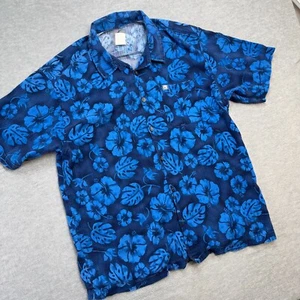 Vintage Quiksilver Shirt Mens XL Blue Floral Hawaiian Rayon Button Up Surf Beach - Picture 1 of 10