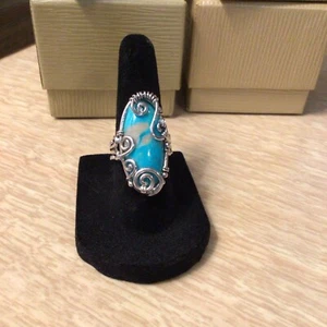 Southwest Style Sterling Silver 925 Turquoise Ring Size 6 - Picture 1 of 8