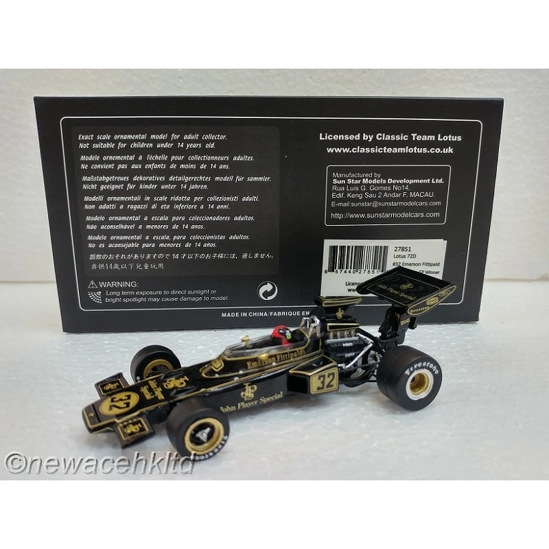 Lotus 72D #32 EMERSON Fittipald 1972 GP de Bélgica Sun Star modelo 1/43 #27851 Foto 1 de 1