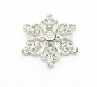 10 SILVER FILIGREE FLOWER DIAMANTE/RHINESTONE EMBELLISHMENTS APPROX 3CM