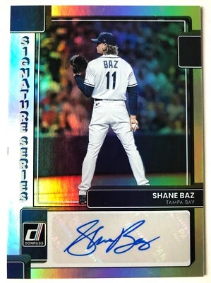 2022 Donruss Baseball SHANE BAZ  Signature Series Auto #SS-SB Tampa Bay Rays - Image 1 of 2