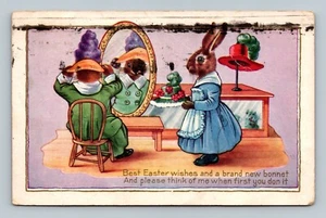 MIGLIORI AUGURI DI PASQUA NUOVO COFANO VESTITO CONIGLI WHITNEY CARTOLINA - Foto 1 di 2