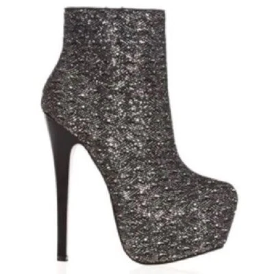 Bottines compensées noires pailletées taille 39 marque Gogo (li) - Photo 1/4