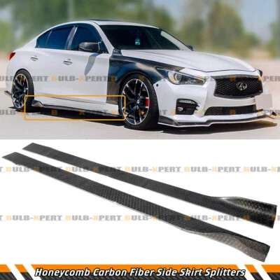 For 14-2024 Infiniti Q50 Honeycomb Carbon Fiber JDM Winglet Side Skirt Extension - Image 1 of 4
